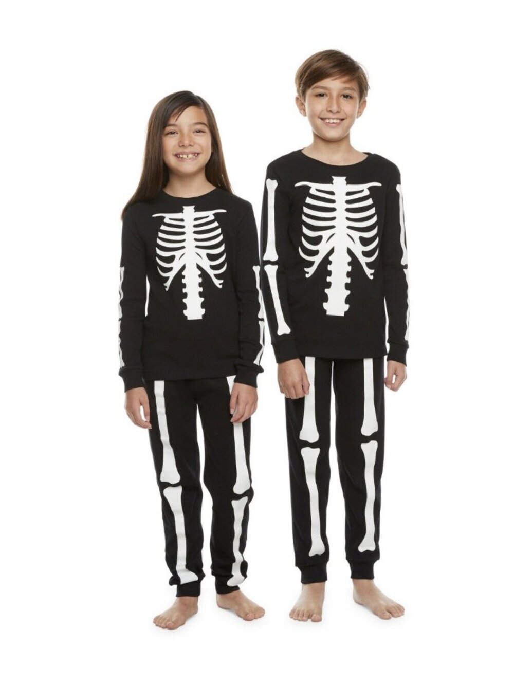 Kids unisex Halloween Skeleton Pajamas, Size 10 Snug Fit And Cozy New Glows